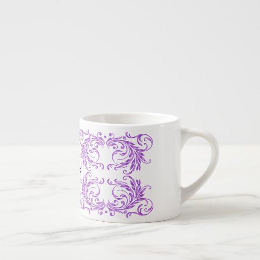Monogram Violet Damask Espresso Kop (Rechts)