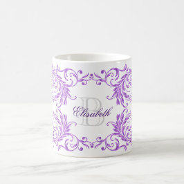 Monogram Violet Damask Koffiemok