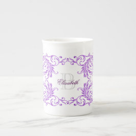 Monogram Violet Damask Porselein Kop