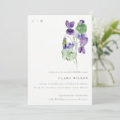  Monogram Violet Floral Bunch Baby shower Kaart (Staand voorkant)