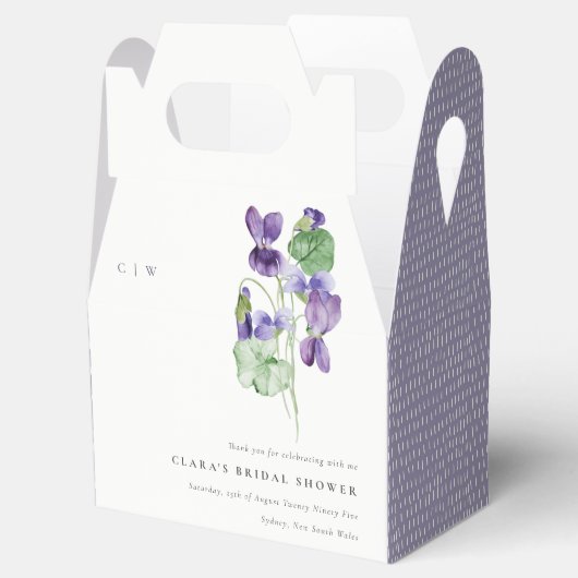 Monogram Violet Floral Bunch Vrijgezellenfeest Bedankdoosjes (Geopend)