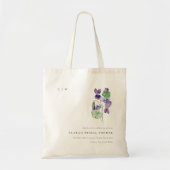 Monogram Violet Floral Bunch Vrijgezellenfeest Tote Bag (Voorkant)