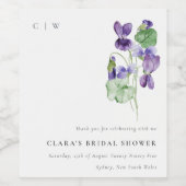 Monogram Violet Floral Bunch Vrijgezellenfeest Wijn Etiket (Enkel label)
