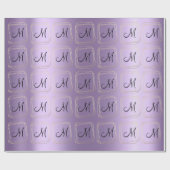 Monogram Violet Lavendel Metal Gold Diamond Lijst Cadeaupapier (Vlak)