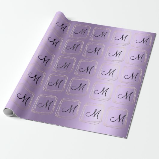 Monogram Violet Lavendel Metal Gold Diamond Lijst Cadeaupapier (Uitgerold)