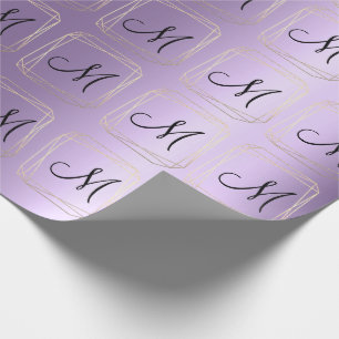Monogram Violet Lavendel Metal Gold Diamond Lijst Cadeaupapier