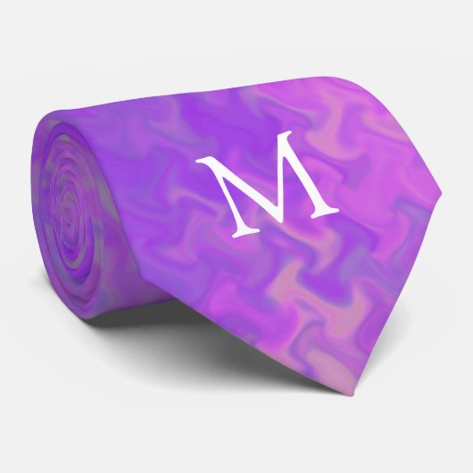 Monogram Violet Marbling Art Stropdas (Opgerold)