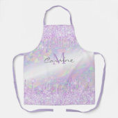 Monogram Violet Opal Iridescent Droog Glitter Schort (Voorkant)