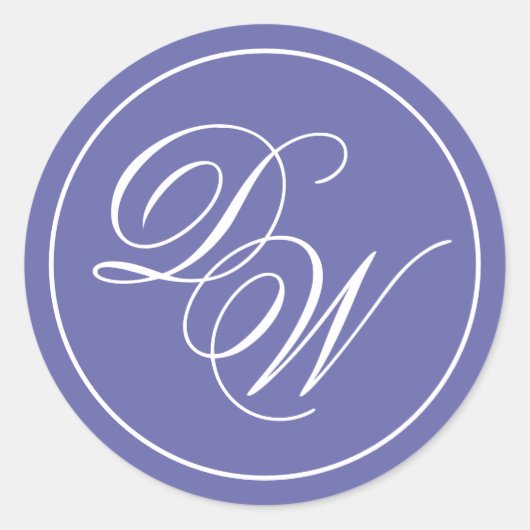 Monogram Violet Paars 2 Initiaal Calligrafie Ronde Sticker (Voorkant)