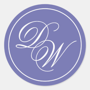 Monogram Violet Paars 2 Initiaal Calligrafie Ronde Sticker