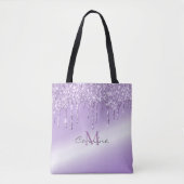Monogram Violet Paarse Dripping Glitter Metallic Tote Bag (Voorkant)