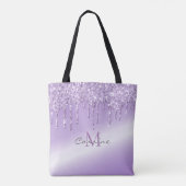 Monogram Violet Paarse Dripping Glitter Metallic Tote Bag (Achterkant)