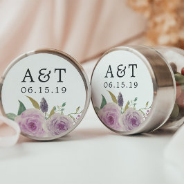 Monogram Violet & Sage Weddenschap Ronde Sticker