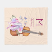 Monogram Violin, balletschoenen en Butterflies Fleece Deken (Voorkant (Horizontaal))