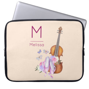 Monogram Violin, balletschoenen en Butterflies Laptop Sleeve