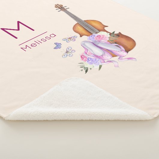 Monogram Violin, balletschoenen en Butterflies Sherpa Deken (3/4)