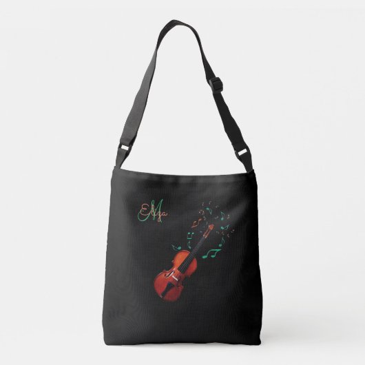 Monogram Violin en Muzieknoten Canvas tas (Achterkant)