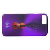 Monogram Violin Muzieknoten Paarse iPhone 7 Hoesje (Achterkant (Horizontaal))