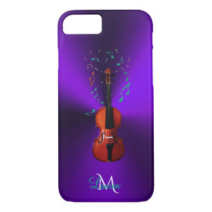 Monogram Violin Muzieknoten Paarse iPhone 7 Hoesje