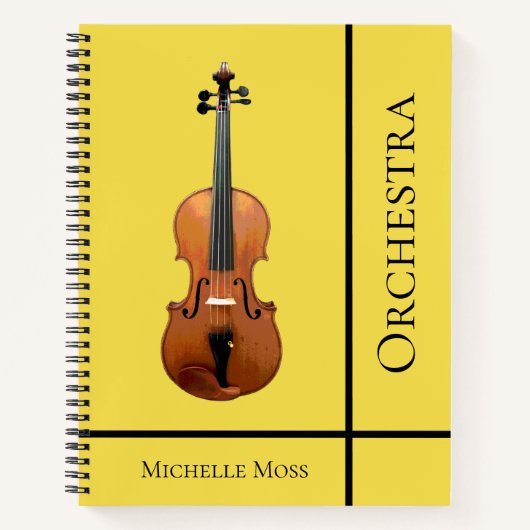 Monogram Violin Orchestra Geel Notitieboek (Voorkant)