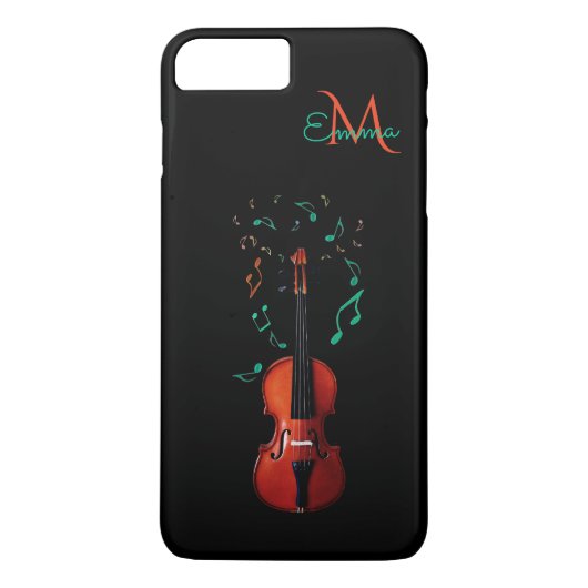 Monogram Vioolmuziek iPhone 7 Plus Hoesje (Achterkant)