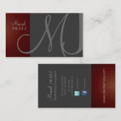 MONOGRAM VISITEKAARTJE EN RETRO/GRAY/MAROON (Voorkant / Achterkant)