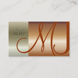 Monogram Visitekaartje faux geborsteld koper/nikke