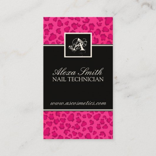 Monogram Visitekaartje voor afdrukken op luipaard (Voorkant)