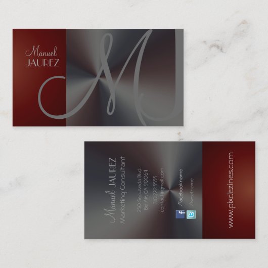 Monogram Visitekaartje voor geborsteld staal (Voorkant / Achterkant)