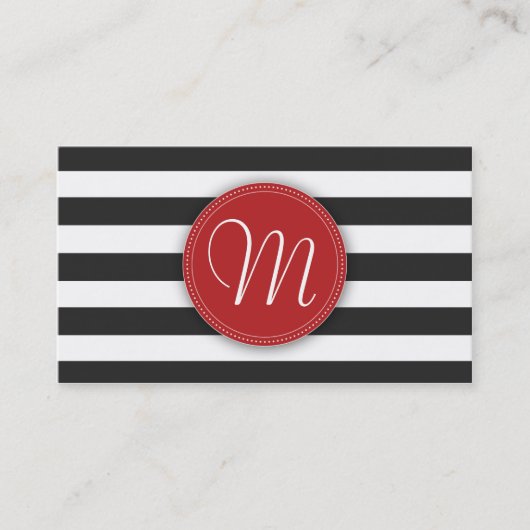 Monogram Visitekaartje zwarte en witte strepen (Voorkant)