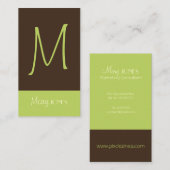 MONOGRAM-VISITEKAARTJES en retrokleuren Visitekaartje (Voorkant / Achterkant)