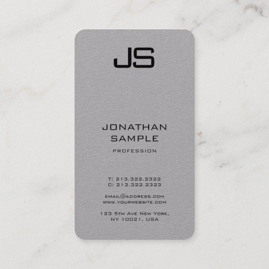 Monogram Visitekaartjes Moderne verticale Sjabloon (Achterkant)