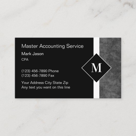 Monogram Visitekaartjes voor professionele account (Voorkant)