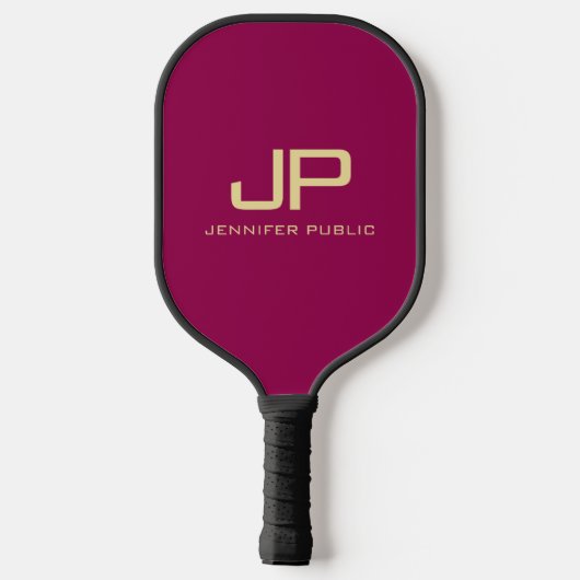 Monogram Viva Magenta Gold Sjabloon Elegant Pickleball Paddle (Achterkant)