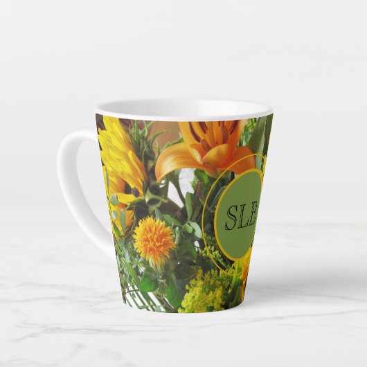 Monogram Vivid Sunflower Foto print 12oz Latte Mok (Linkerhoek)