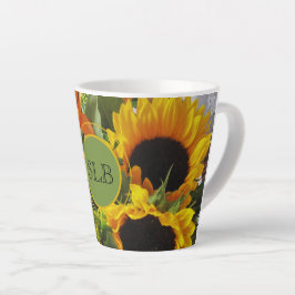 Monogram Vivid Sunflower Foto print 12oz Latte Mok