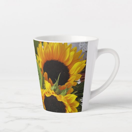 Monogram Vivid Sunflower Foto print 12oz Latte Mok (Rechts)