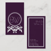 Monogram Vlaamse [paarse] Visitekaartjes (Voorkant / Achterkant)