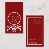 Monogram Vlaamse [rode] Visitekaartjes (Voorkant / Achterkant)