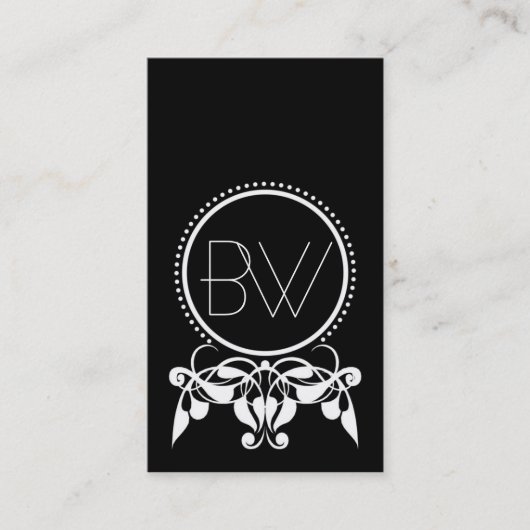 Monogram Vlaamse [zwarte] Visitekaartjes (Voorkant)