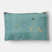 Monogram vliegtuig Dark Turquoise Gold Travel Etui (Achterkant)