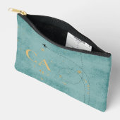 Monogram vliegtuig Dark Turquoise Gold Travel Etui (Open)