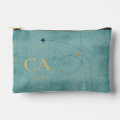 Monogram vliegtuig Dark Turquoise Gold Travel Etui (Voorkant)