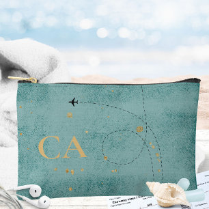 Monogram vliegtuig Dark Turquoise Gold Travel Etui