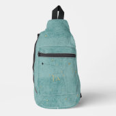 Monogram vliegtuig Dark Turquoise Gold Travel Sling Bag (Voorkant)