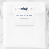 Monogram Vliegtuig Jongen Baby shower Bookplate Vierkante Sticker (Tas)