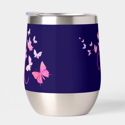 Monogram Vlinder Blauw Roze (Rechts)