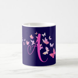 Monogram Vlinder Blauw Roze Koffiemok
