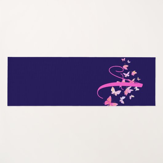 Monogram Vlinder Blauw Roze Yogamat (Voorkant (horizontaal))
