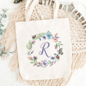 Monogram Vlinder Bloemen Canvas tas